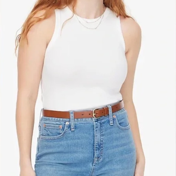 J. Crew Factory High-neck ribbed tank top • size XS • NWT • BG877 • white - Picture 1 of 8